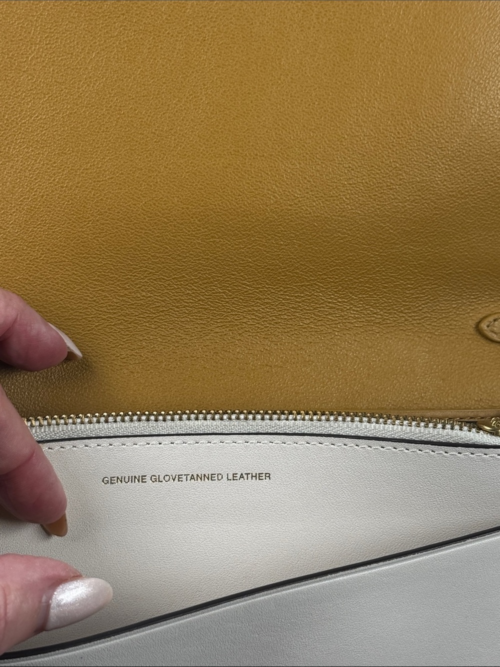 Coach Callie Foldover Chain Clutch Cream With Plum Varsity Stripe - Picture 13 of 15